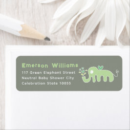 Cute Grönt Elephant Baby Shower-Adressetiketter Returadress Etikett