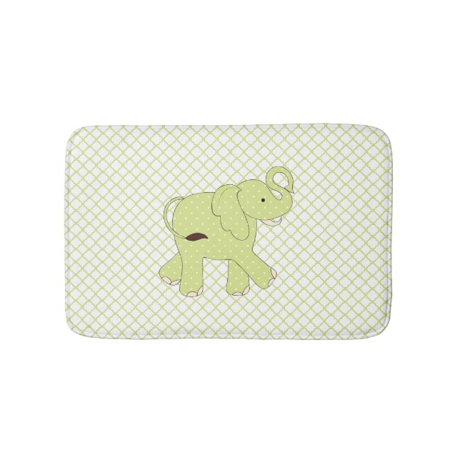Cute Grönt Elephant Bath Mat Badrumsmatta (Framsidan)