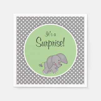 Cute Grönt Elephant Gender Neutral Baby Shower Pappersservett