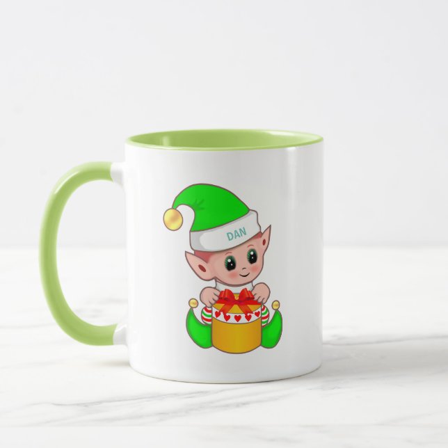 Cute Grönt Elf Mugg (Vänster)