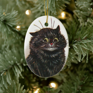 Cute Grönt Eyed Black Cat ・ Louis Wain ・ Ornament