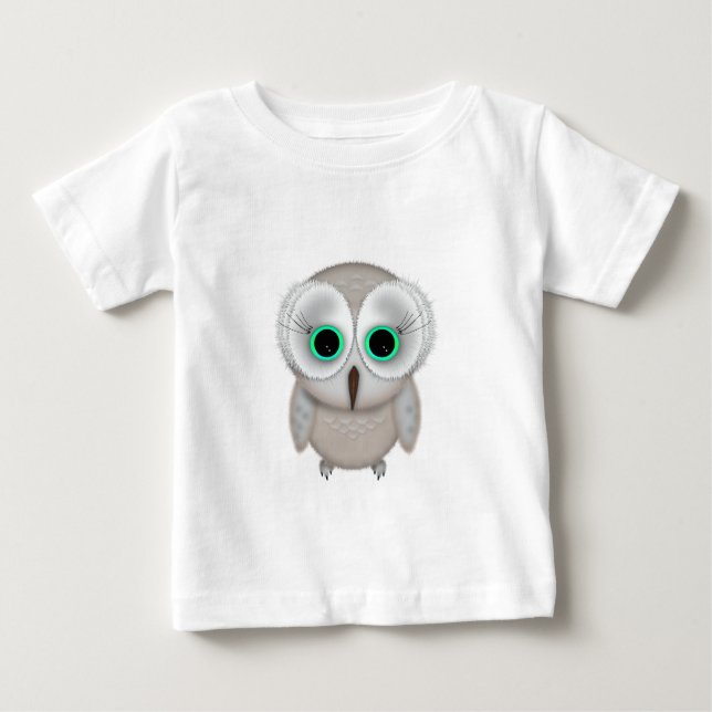 Cute Grönt Eyed Uggla Illustration T Shirt (Framsida)