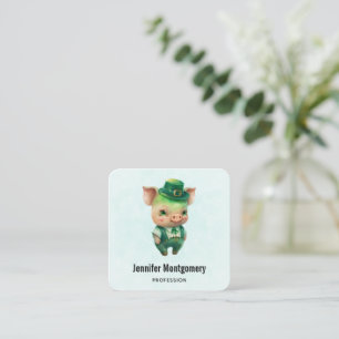 Cute Grönt Fairytale Gris i Finare Attire Fyrkantigt Visitkort