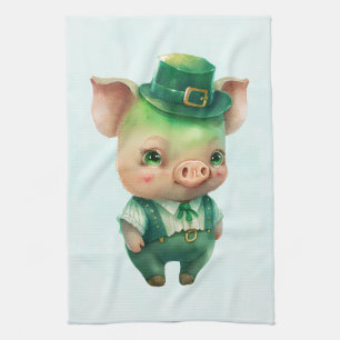 Cute Grönt Fairytale Gris i Finare Attire Kökshandduk
