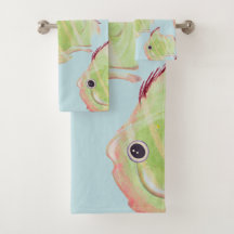 Cute Grönt Fish Blue Towel
