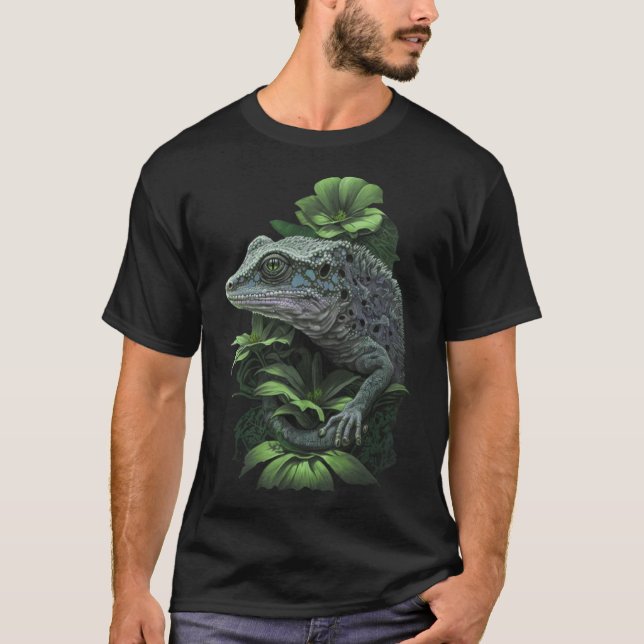 Cute Grönt Flower Gecko Wildlife Lizard T Shirt (Framsida)
