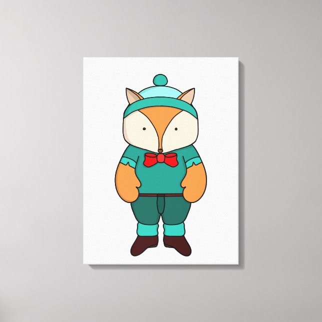 Cute grönt fox canvastryck (Framsida)