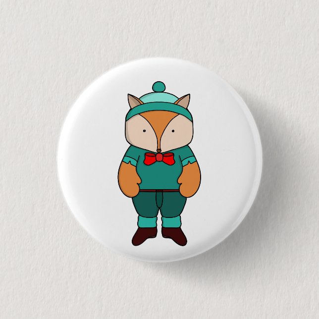 Cute grönt fox knapp (Framsida)