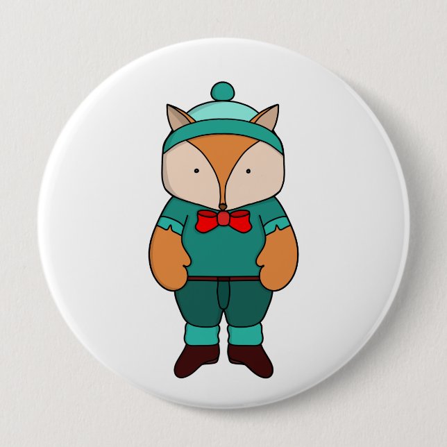 Cute grönt fox knapp (Framsida)