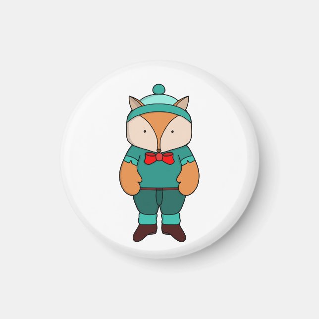 Cute grönt fox magnet (Framsidan)