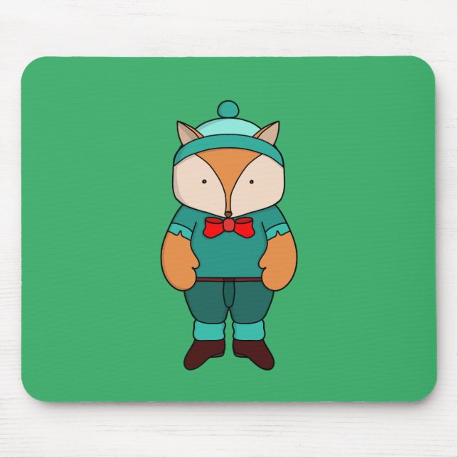 Cute grönt fox musmatta (Framsidan)