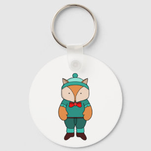 Cute grönt fox nyckelring