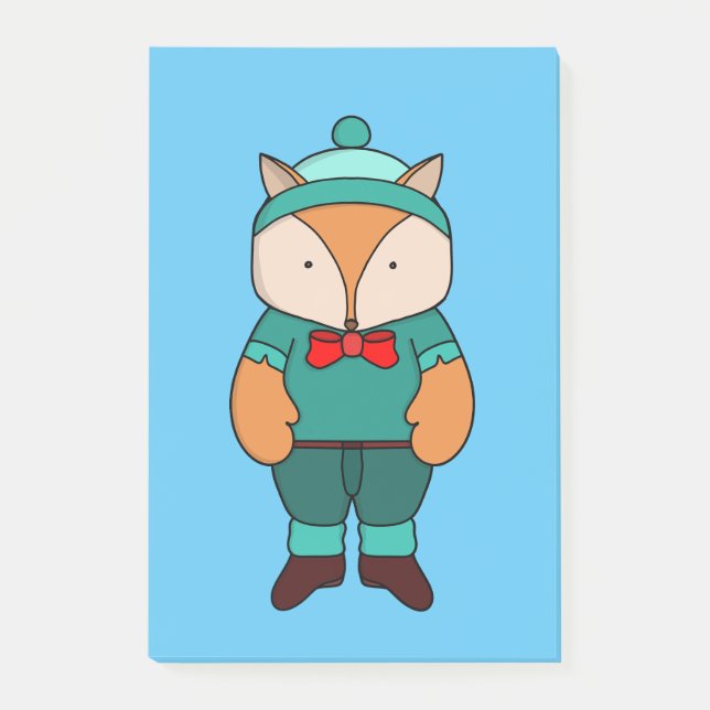 Cute grönt fox post-it block (Framsida)