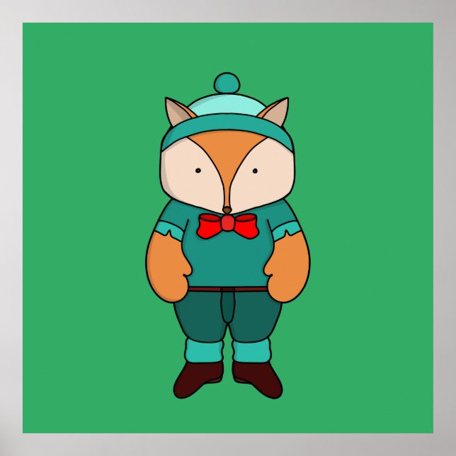 Cute grönt fox poster (Framsidan)