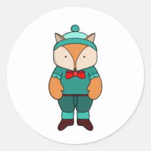 Cute grönt fox runt klistermärke