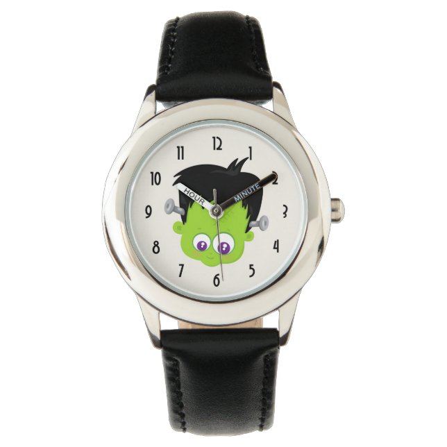 Cute Grönt Frankenstein Monster ansikte Halloween Armbandsur (Framsida)