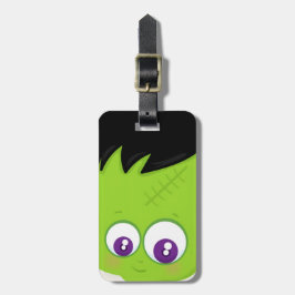 Cute Grönt Frankenstein Monster ansikte Halloween Bagagebricka