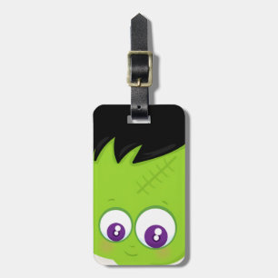 Cute Grönt Frankenstein Monster ansikte Halloween Bagagebricka