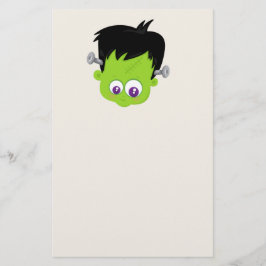 Cute Grönt Frankenstein Monster ansikte Halloween Brevpapper