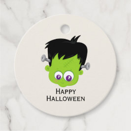 Cute Grönt Frankenstein Monster ansikte Halloween Gåvor Etiketter