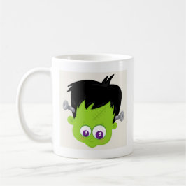 Cute Grönt Frankenstein Monster ansikte Halloween Kaffemugg