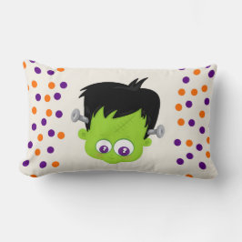 Cute Grönt Frankenstein Monster ansikte Halloween Lumbarkudde