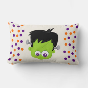 Cute Grönt Frankenstein Monster ansikte Halloween Lumbarkudde
