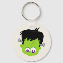 Cute Grönt Frankenstein Monster ansikte Halloween Nyckelring