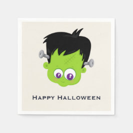 Cute Grönt Frankenstein Monster ansikte Halloween Pappersservett