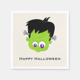 Cute Grönt Frankenstein Monster ansikte Halloween Pappersservett