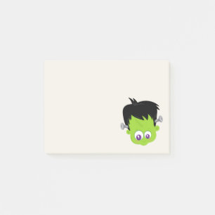 Cute Grönt Frankenstein Monster ansikte Halloween Post-it Block