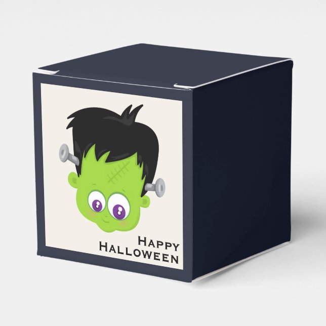 Cute Grönt Frankenstein Monster ansikte Halloween Presentaskar (Framsidan Sidan)