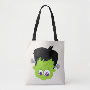 Cute Grönt Frankenstein Monster ansikte Halloween Tygkasse