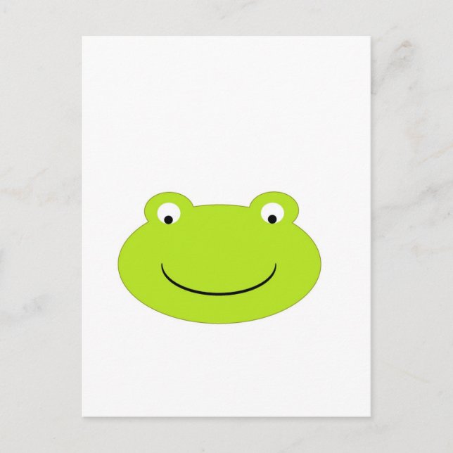 Cute Grönt Frog Ansikte Vykort (Framsida)