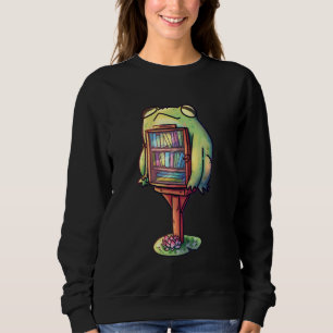 Cute Grönt Frog Bibliotek som läser Bok Amine Älsk T Shirt