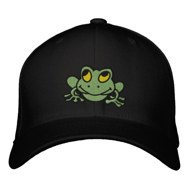 Cute Grönt Frog Embroized Cap Broderad Keps (Framsida)