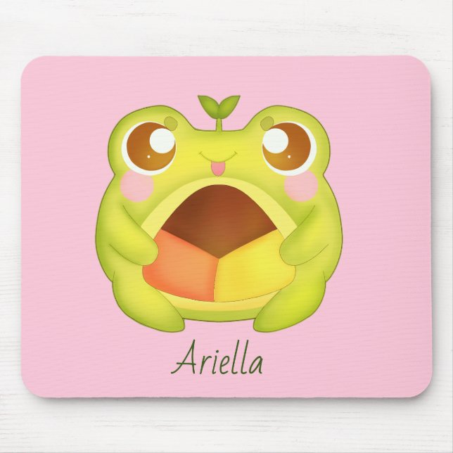 Cute Grönt Frog Holding Mexican Polvoron Cookie Musmatta (Framsidan)