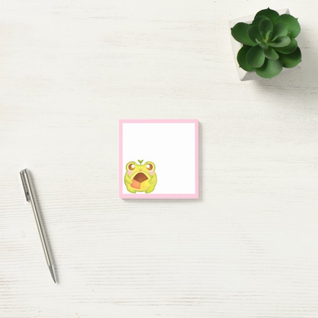 Cute Grönt Frog Holding Mexican Polvoron Cookie Post-it Block (Kontor)
