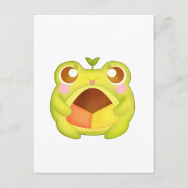 Cute Grönt Frog Holding Mexican Polvoron Cookie Vykort