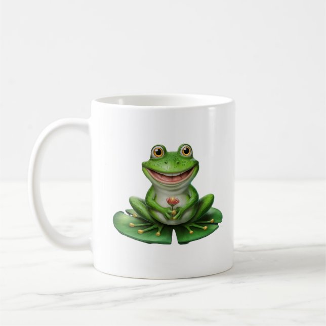 Cute Grönt Frog Kaffemugg (Vänster)