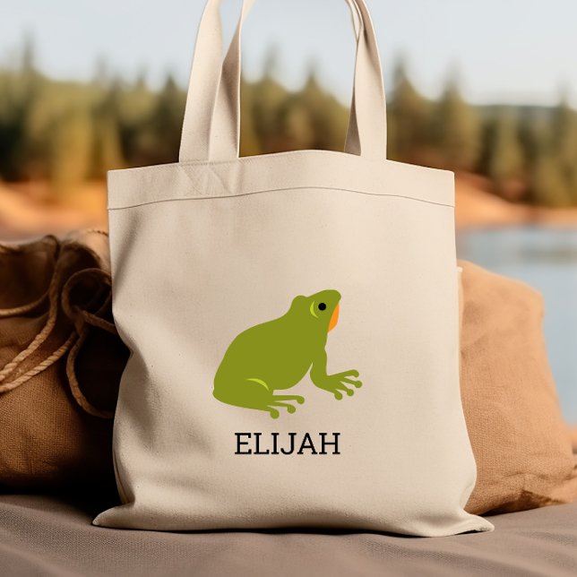 Cute Grönt Frog Kids Personlig Tygkasse (Skapare uppladdad)