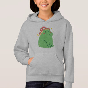 Cute Grönt Frog med Mushroom Hat T Shirt