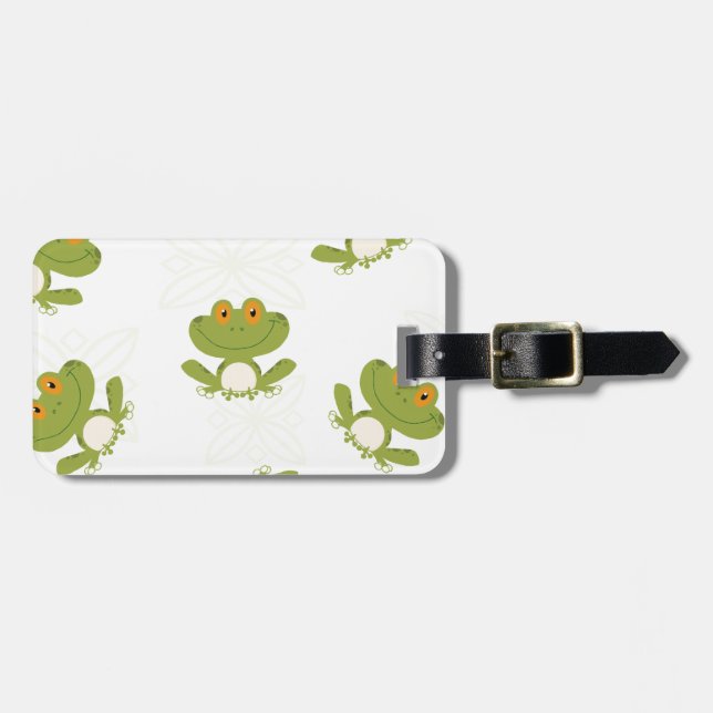 Cute Grönt Frog Mönster Bagagebricka (Horisontell Framsida)