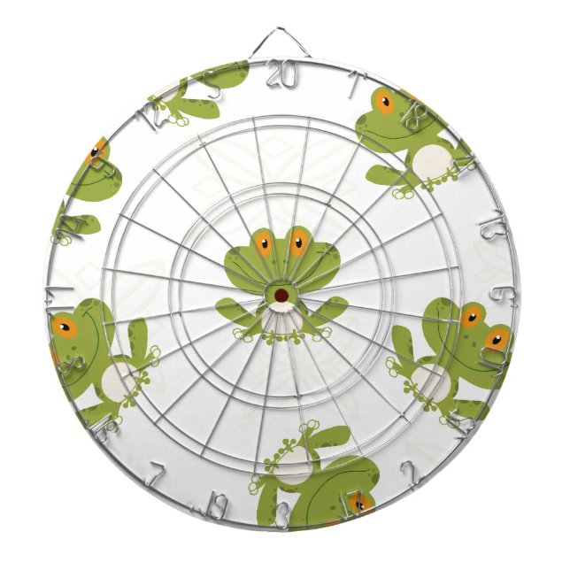 Cute Grönt Frog Mönster Darttavla (Framsidan)