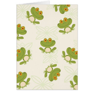 Cute Grönt Frog Mönster Hälsningskort