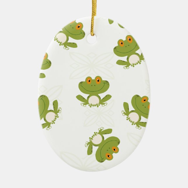 Cute Grönt Frog Mönster Julgransprydnad Keramik (Framsidan)