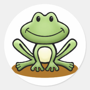 Cute Grönt Frog Runt Klistermärke