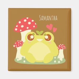 Cute Grönt Frog Sitta in Natur Magnet