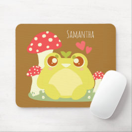 Cute Grönt Frog Sitta in Natur Musmatta