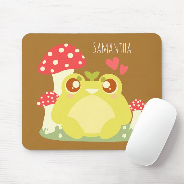 Cute Grönt Frog Sitta in Natur Musmatta (Med mus)